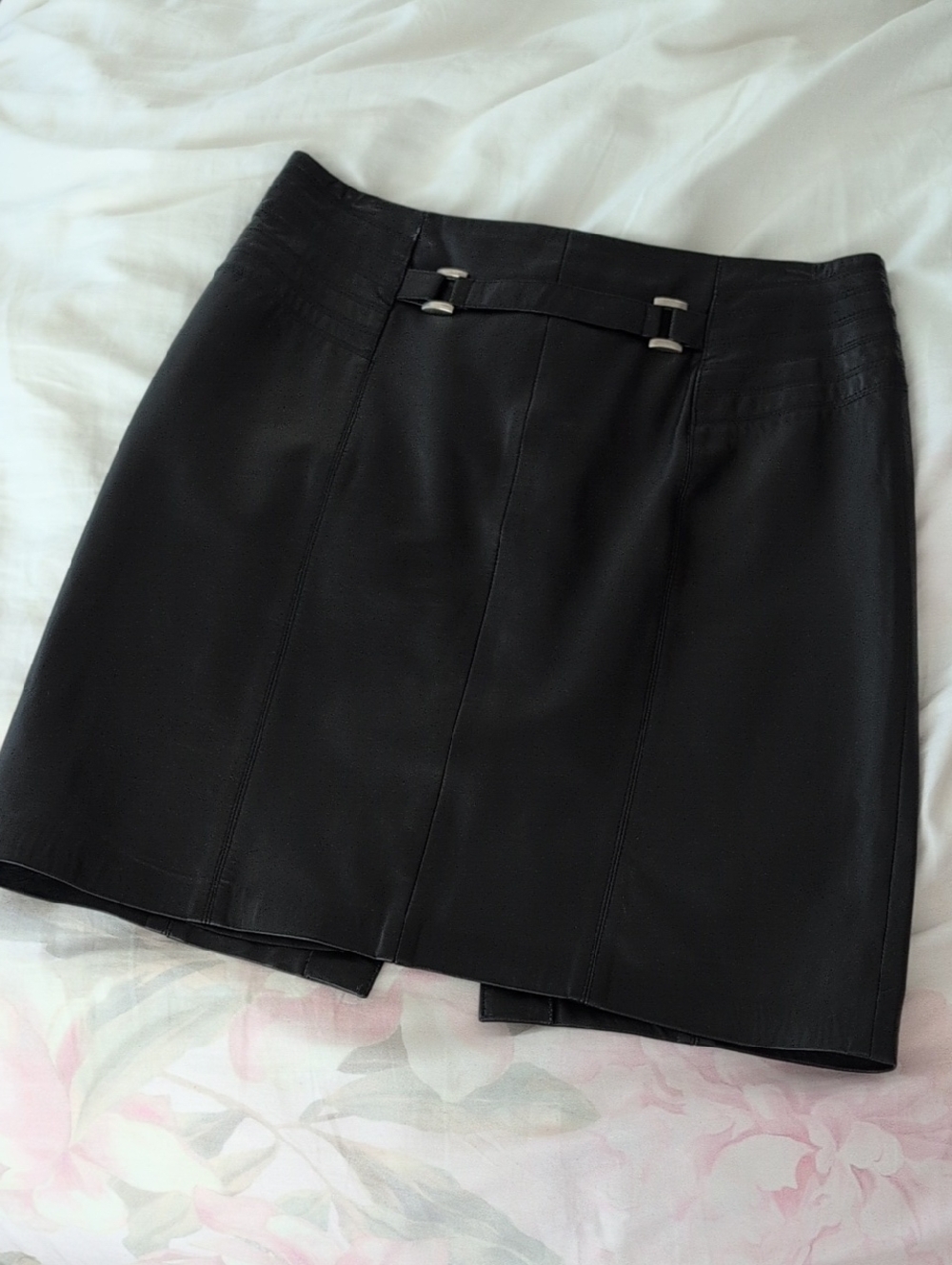 Cache Black Miniskirt with Silver Detail